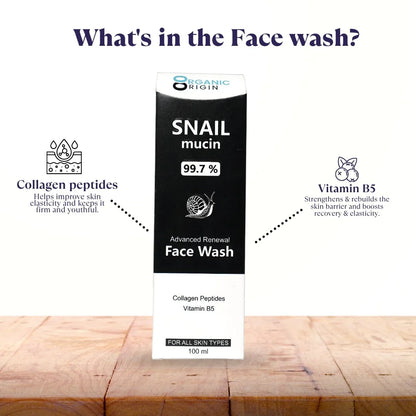 Organic Origin Snail Mucin Renewal Face Wash – Gentle Cleanse & Repair (100ml)