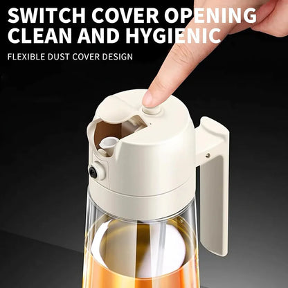 2-in-1 Oil Jug with Dispenser & Handle – Glass Cooking Oil Container | 450Ml - Glass (Random Color)