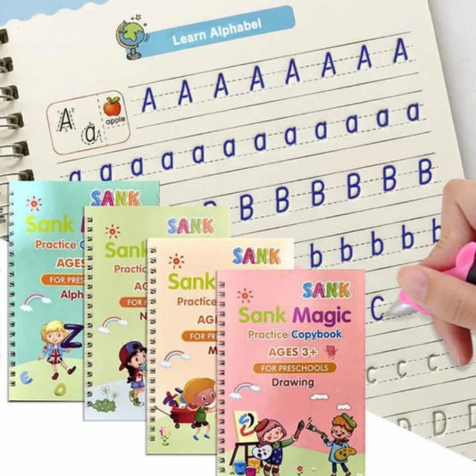 Sank Magic Practice Copy book (4 Books + Magic Pen & 10 Ink Refills)