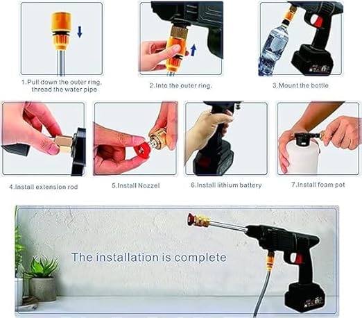 Automatic Cordless Car Wash Spray Gun – 48V High Pressure Wireless Foam Jet Washer with Lithium Battery
