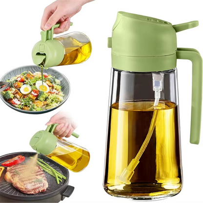 2-in-1 Oil Jug with Dispenser & Handle – Glass Cooking Oil Container | 450Ml - Glass (Random Color)