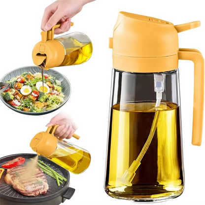 2-in-1 Oil Jug with Dispenser & Handle – Glass Cooking Oil Container | 450Ml - Glass (Random Color)