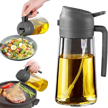 2-in-1 Oil Jug with Dispenser & Handle – Glass Cooking Oil Container | 450Ml - Glass (Random Color)