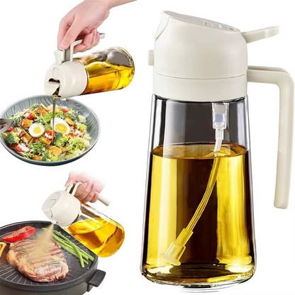 2-in-1 Oil Jug with Dispenser & Handle – Glass Cooking Oil Container | 450Ml - Glass (Random Color)