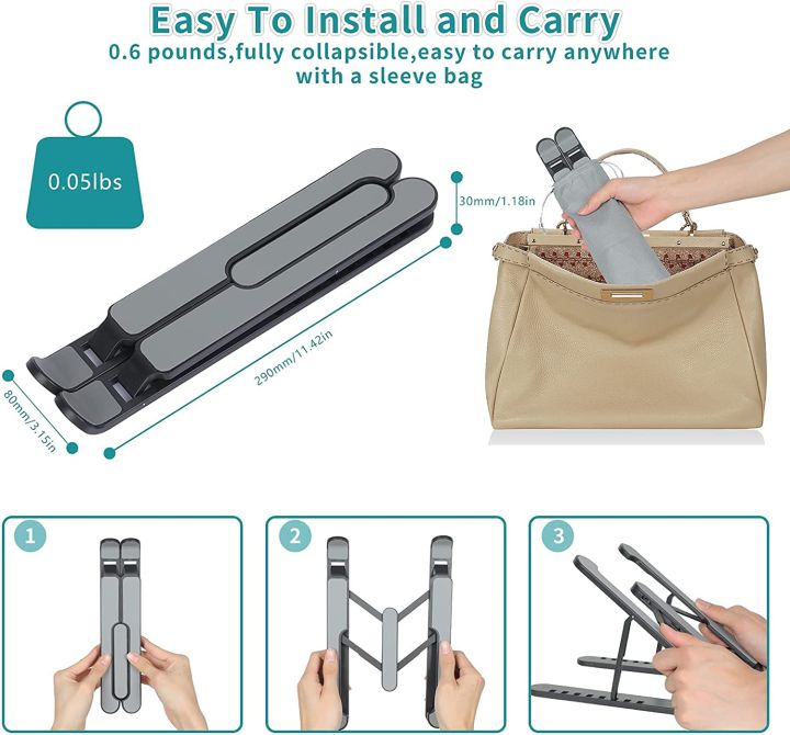 Foldable adjustable laptop stand